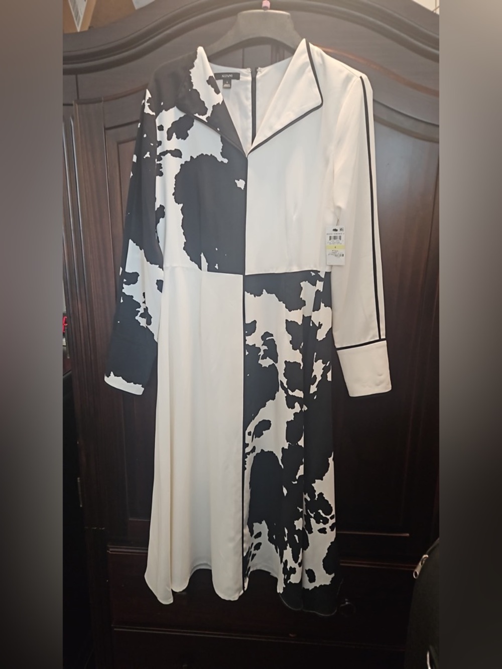 Alafani animal print Black & White Panel Midi Dress NWT SIZE 4